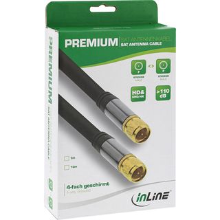 InLine Premium SAT-Anschlusskabel, 4x geschirmt, 2x F-Stecker, >110dB, schwarz, 10m