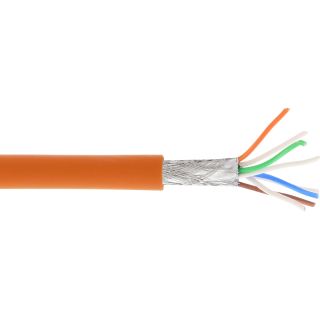 InLine Patchkabel, S/FTP (PiMf), Cat.6A, 500MHz, halogenfrei, Kupfer, orange, 100m