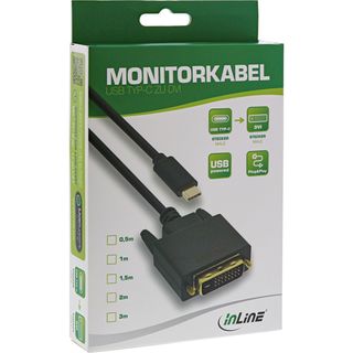 InLine USB Display Kabel, USB Typ-C Stecker zu DVI Stecker (DP Alt Mode), schwarz, 2m