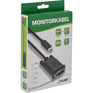 InLine USB Display Kabel, USB Typ-C Stecker zu VGA Stecker (DP Alt Mode), schwarz, 2m