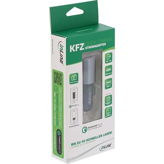 InLine USB KFZ Ladegert Stromadapter Quick Charge 3.0, 12/24VDC zu 5V DC/3A, USB-A + USB Typ-C, schwarz