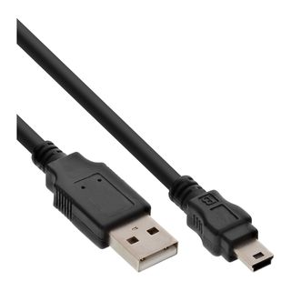 InLine USB 2.0 Mini-Kabel, USB A Stecker an Mini-B Stecker (5pol.), schwarz, 0,3m