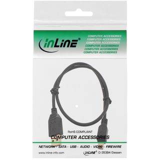 InLine USB 2.0 Mini-Kabel, USB A Stecker an Mini-B Stecker (5pol.), schwarz, vergoldete Kontakte, 0,3m