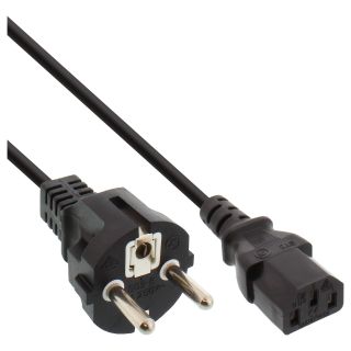 InLine Netzkabel, Schutzkontakt gerade auf Kaltgertestecker C13, 0,3m, schwarz