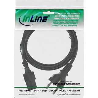 InLine Netzkabel, Schutzkontakt gerade auf Kaltgertestecker C13, 0,3m, schwarz