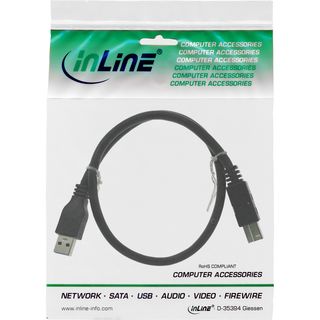 InLine USB 3.0 Kabel, A an B, schwarz, 0,3m