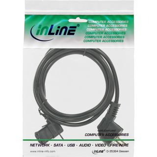 InLine Netzkabel, Schutzkontakt gewinkelt auf Kaltgertestecker C13 links abgewinkelt, 0,3m, schwarz