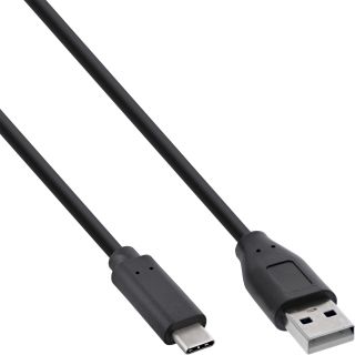 InLine USB 2.0 Kabel, Typ C Stecker an A Stecker, schwarz, 0,3m