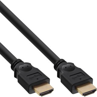 InLine HDMI Kabel, HDMI-High Speed, Stecker / Stecker, verg. Kontakte, schwarz, 0,3m