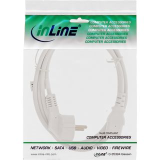 InLine Netzkabel, Schutzkontakt gewinkelt auf Kaltgerätestecker C13, 0,3m, weiß