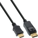 InLine DisplayPort zu HDMI Konverter Kabel, schwarz, 0,3m