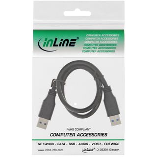 InLine USB 3.0 Kabel, A an A, schwarz, 0,3m