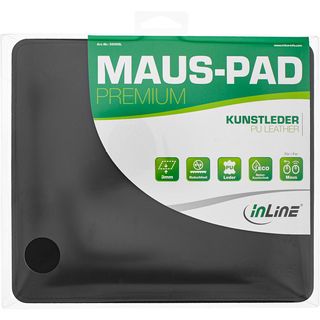 InLine Maus-Pad Premium Kunstleder, schwarz, 255x220x3mm