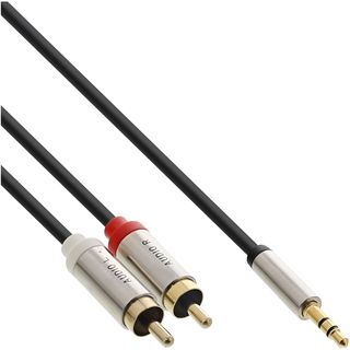 InLine Basic Slim Audio Kabel Klinke 3,5mm ST an 2x Cinch ST, 1m
