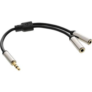 InLine Basic Slim Audio Y-Kabel 3,5mm Klinke ST an 2x BU, 0,15m