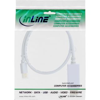InLine Mini DisplayPort zu HDMI Konverter Kabel mit Audio, 4K/60Hz, wei, 2m