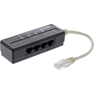 InLine 4-fach Telefon Port Splitter, RJ45 Stecker an 4x RJ45 Buchse, 0,15m