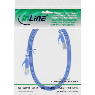 InLine Patchkabel flach, U/FTP, Cat.6A, blau, 0,5m