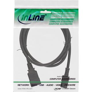 InLine Netz Adapterkabel, IEC-60320 C20 auf C13, 3x1,5mm, max. 10A, schwarz, 0,5m