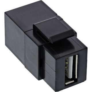 InLine USB 2.0 Keystone Snap-In Einsatz, USB-A Buchse / Buchse, gewinkelt, schwarz