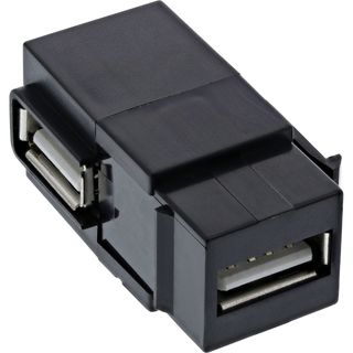InLine USB 2.0 Keystone Snap-In Einsatz, USB-A Buchse / Buchse, gewinkelt, schwarz