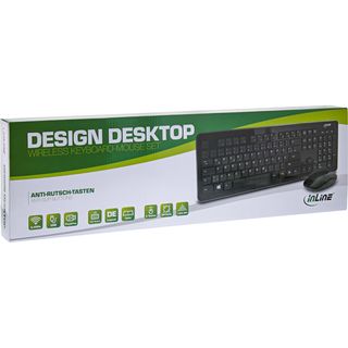 InLine Design Desktop, Tastatur-Maus Set, USB 2,4GHz Funk, DE Layout, optisch max. 1600dpi, schwarz