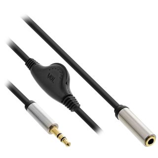 InLine Slim Audio Kabel Klinke 3,5mm ST / BU, mit Lautstrkeregler, 0,25m