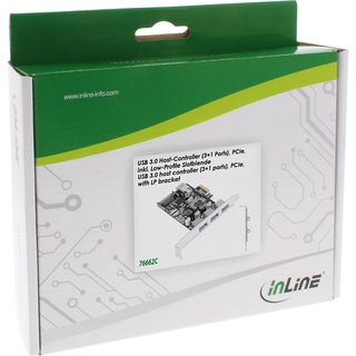 InLine Schnittstellenkarte, 3x+1x USB 3.0, PCIe, mit SATA Stromanschluss, inkl. Low-Profile Slotblech