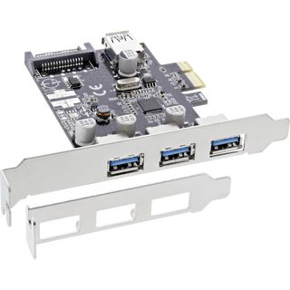 InLine Schnittstellenkarte, 3x+1x USB 3.0, PCIe, mit SATA Stromanschluss, inkl. Low-Profile Slotblech