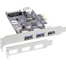 InLine® Schnittstellenkarte, 3x+1x USB 3.0, PCIe, mit SATA Strom + LP-Slotblech