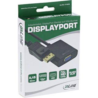 InLine Basic DisplayPort Adapterkabel, DisplayPort Stecker auf VGA Buchse schwarz, 0,15m