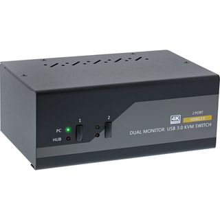 InLine KVM Desktop Switch, 2-fach, Dual Monitor, HDMI 2.0, 4K, USB 3.0, Audio