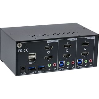 InLine KVM Desktop Switch, 2-fach, Dual Monitor, HDMI 2.0, 4K, USB 3.0, Audio