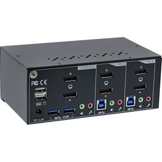 InLine KVM Desktop Switch, 2-fach, Dual-Monitor DisplayPort 1.2, 4K, USB 3.0, Audio