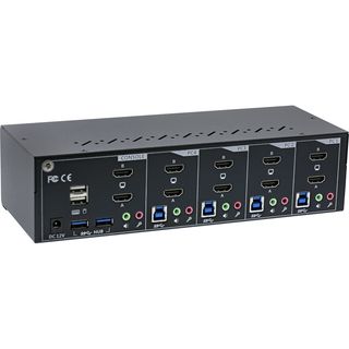 InLine KVM Desktop Switch, 4-fach, Dual Monitor, HDMI 2.0, 4K, USB 3.0, Audio