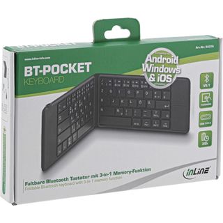 InLine faltbare Bluetooth Tastatur BT-Pocket, grau, fr bis zu 3 Bluetooth-Gerte