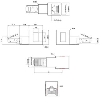 InLine Patchkabel-Adapter Cat.6A, RJ45 Stecker / Buchse, 90 nach oben gewinkelt