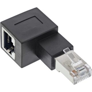 InLine Patchkabel-Adapter Cat.6A, RJ45 Stecker / Buchse, 90 nach links gewinkelt