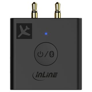 InLine Flugzeug Bluetooth Audio Transmitter Sender, BT 5.0, aptX HD/LL, Flight Adapter mit Ladecase