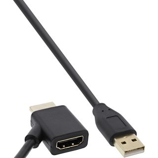 InLine HDMI Adapter Stecker/Buchse mit USB-Power Einspeisung 0,5m