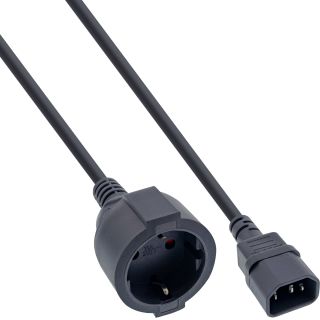 30er Bulk-Pack InLine Netz Adapter Kabel, Kaltgerte C14 auf Schutzkontakt Buchse, fr USV, 1m