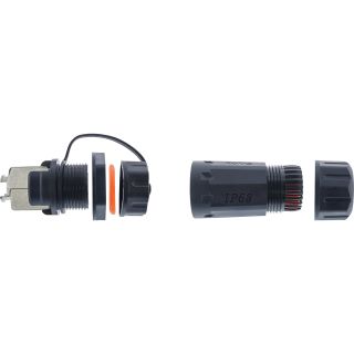 InLine Patchkabelbuchse Set RJ45 Cat.6A, wasserdicht IP68, fr industrielle Anwendungen, mit Staubkappe