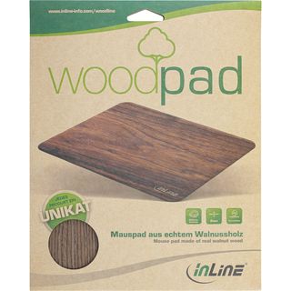 InLine WoodPad, Echtholz Mauspad, Walnuss, 240x200mm