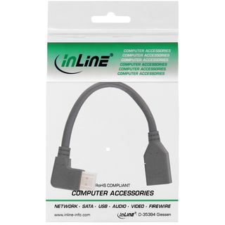 InLine DisplayPort 1.4 Adapterkabel ST/BU, 8K4K, links gewinkelt, schwarz/gold, 0,15m
