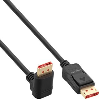 InLine DisplayPort 1.4 Kabel, 8K4K, nach unten gewinkelt, schwarz/gold, 2m