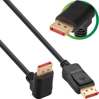 InLine DisplayPort 1.4 Kabel, 8K4K, nach unten gewinkelt, schwarz/gold, 2m