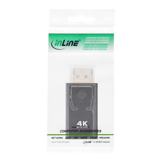 InLine DisplayPort Adapter, DisplayPort Stecker auf HDMI Buchse, 4K/60Hz, mit Audio, schwarz