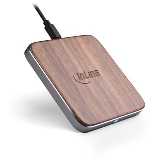 InLine Qi woodcharge, wireless fast charger, Smartphone kabellos laden, 5/7,5/10W