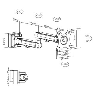 InLine Slatwall Monitorhalterung lang, wei