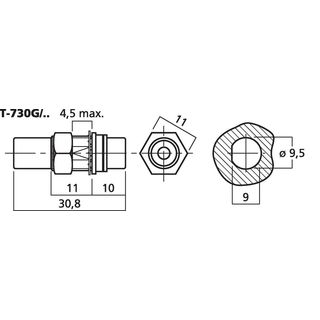 Cinch-Durchgangs-Einbaubuchse T-730G/RT
